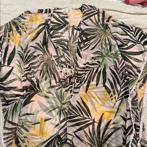 Tropical Print Sheer Women's Cover-Up